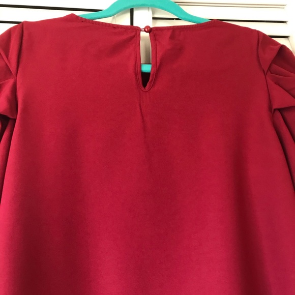 SHEIN Burgundy Puff Sleeve Blouse - Picture 3 of 8